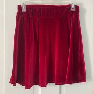 Red Velour Skater Skirt